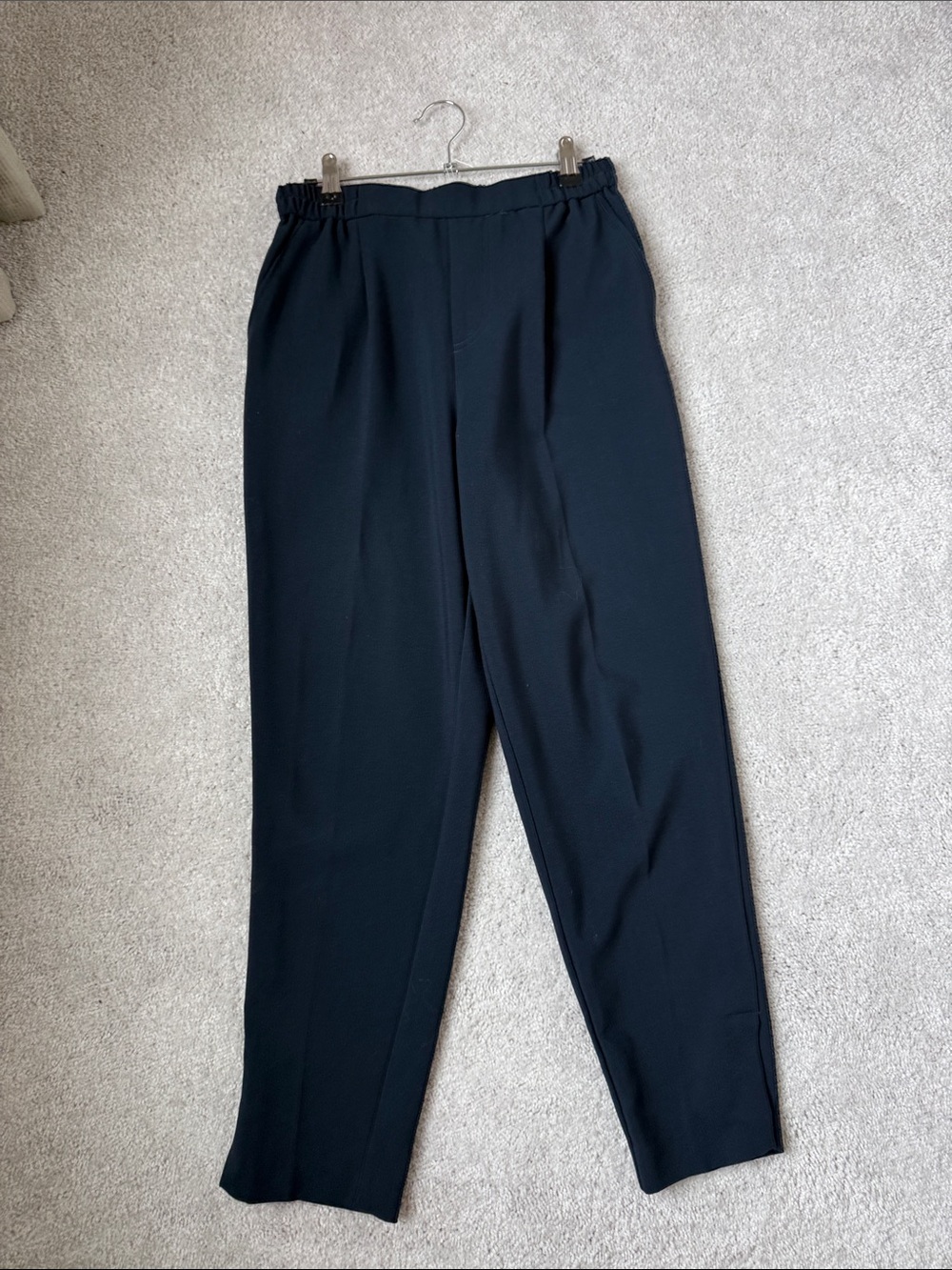 Anthropologie Navy Elastic-Waist Trousers
